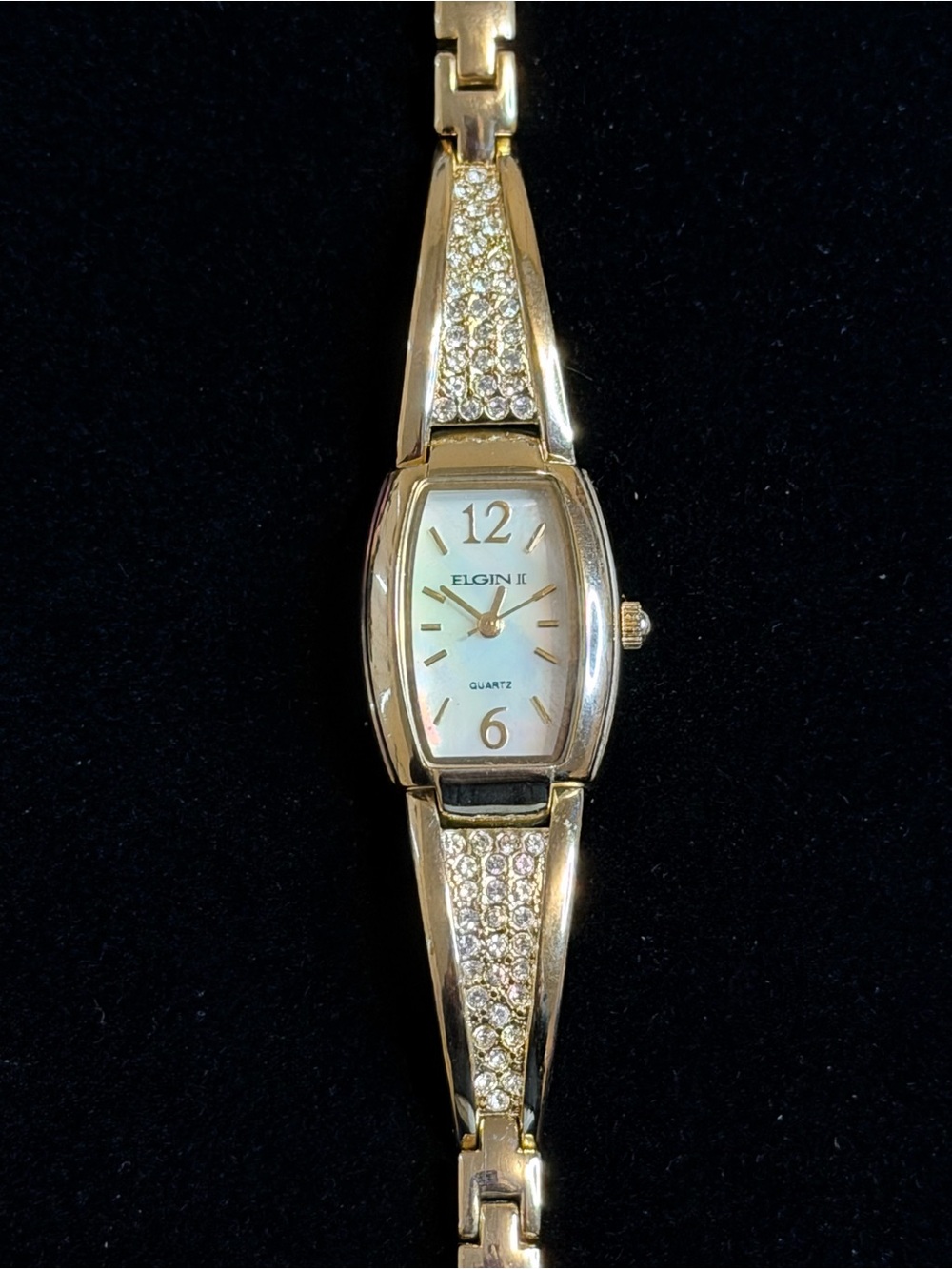 Elgin II Women's Gold-Tone Crystal Accent Bracelet Watch